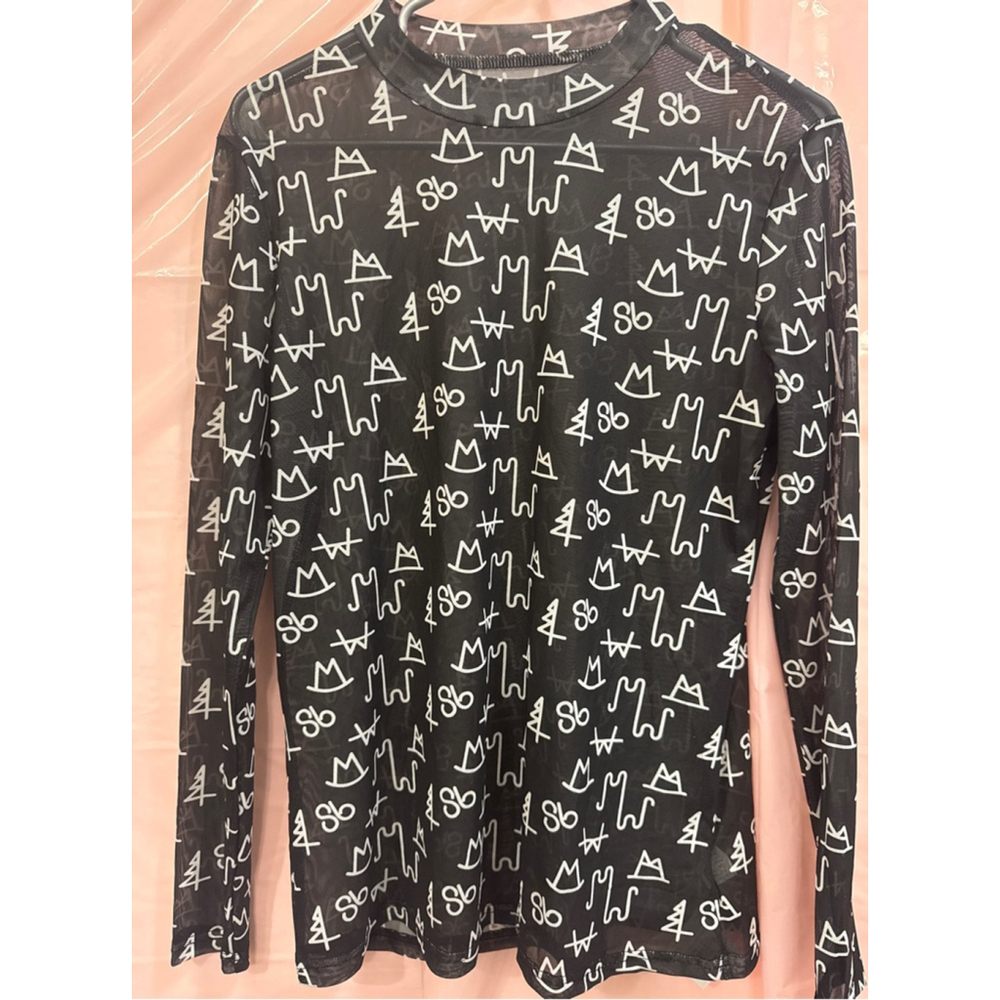 Women's MidWestern Merch Long Sleeve Sheer Tee Black & White